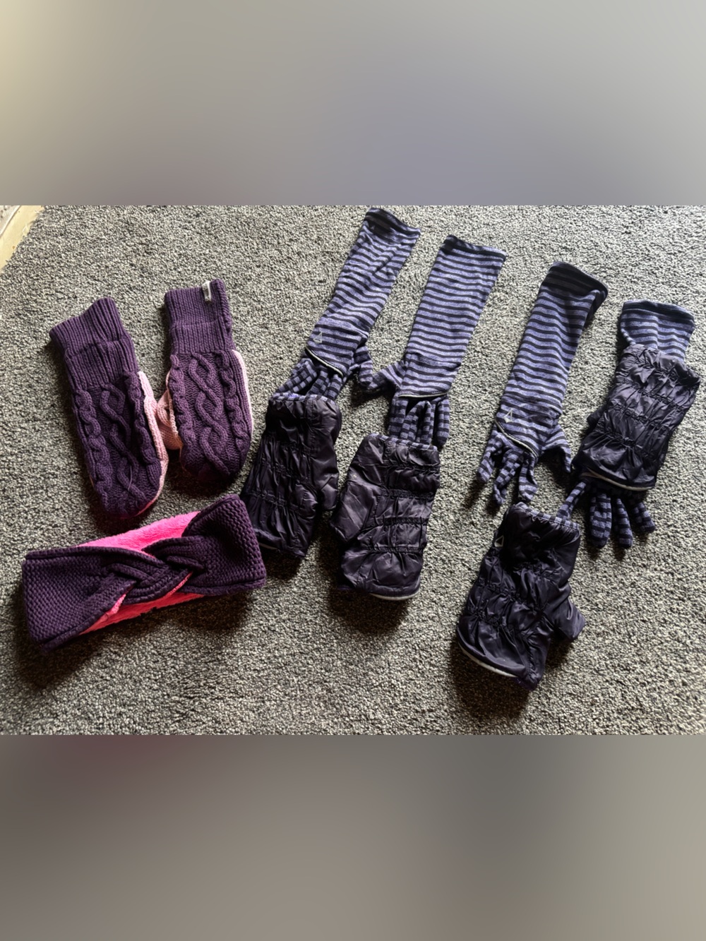 Ivivva Kids Purple Winter Headband and Glove Set - Warm Knit & Puffer Styles